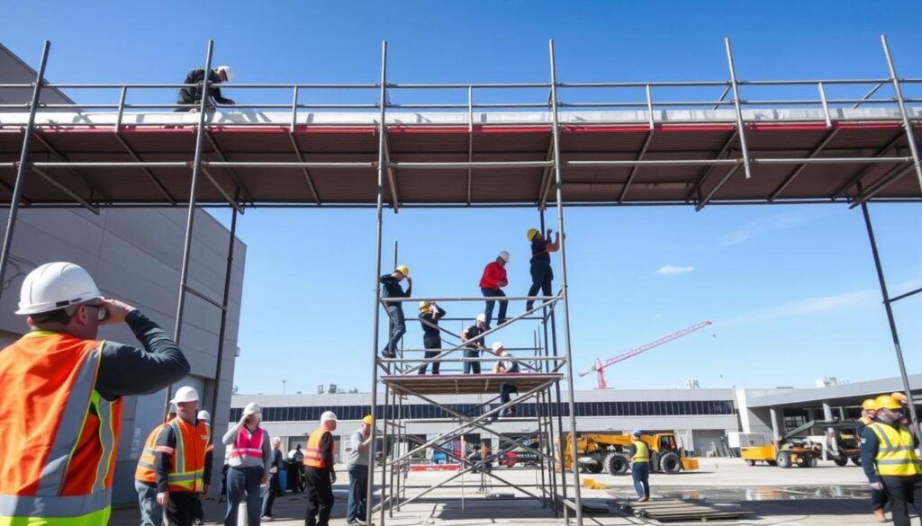 Proces van steigerplaatsing en montage
