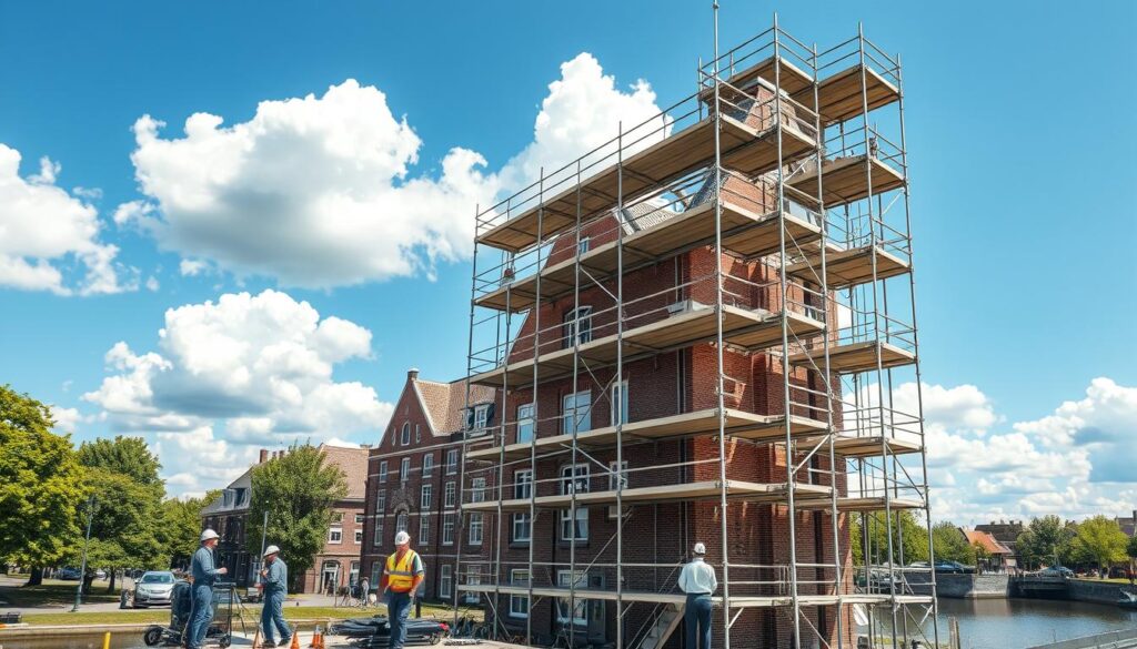 vaste gevelsteiger plaatsing